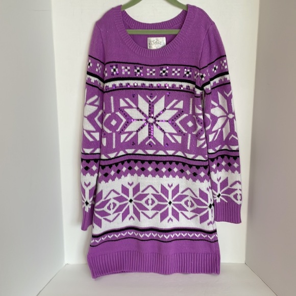 Justice Beautiful Snowflake Sweater dress with matching leggings sz girls 14/16 - Picture 2 of 16